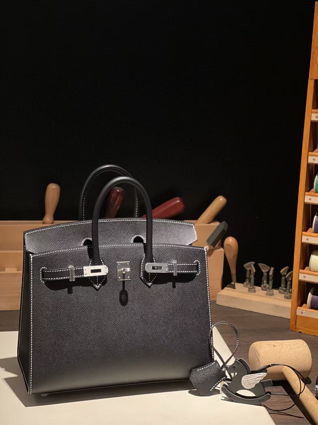 버킨 Birkin 25 앱송 (国epsom) 黑色白线