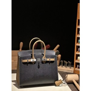 버킨 Birkin 25 앱송 (国epsom) 黑色拼奶茶