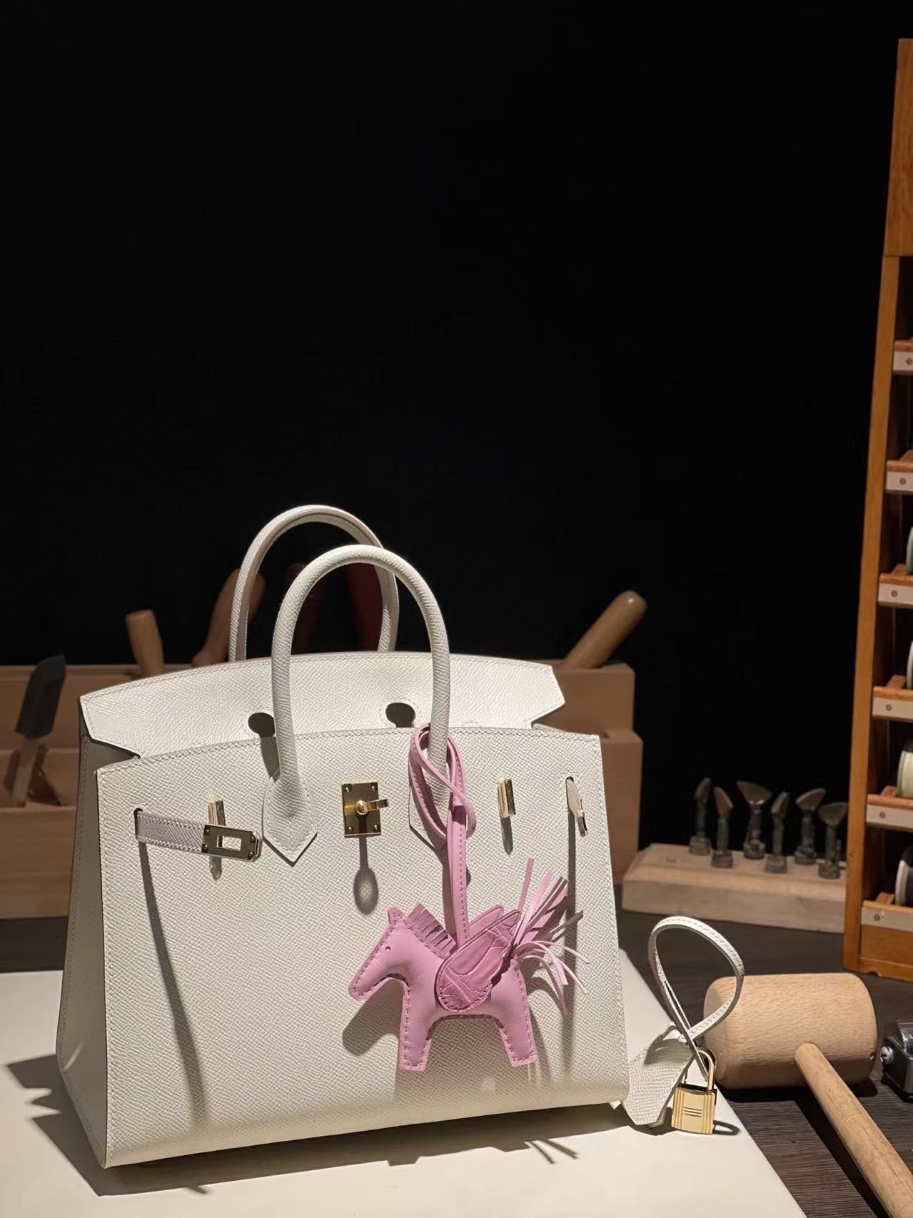 버킨 Birkin 25 앱송 (国epsom) 奶昔白金扣