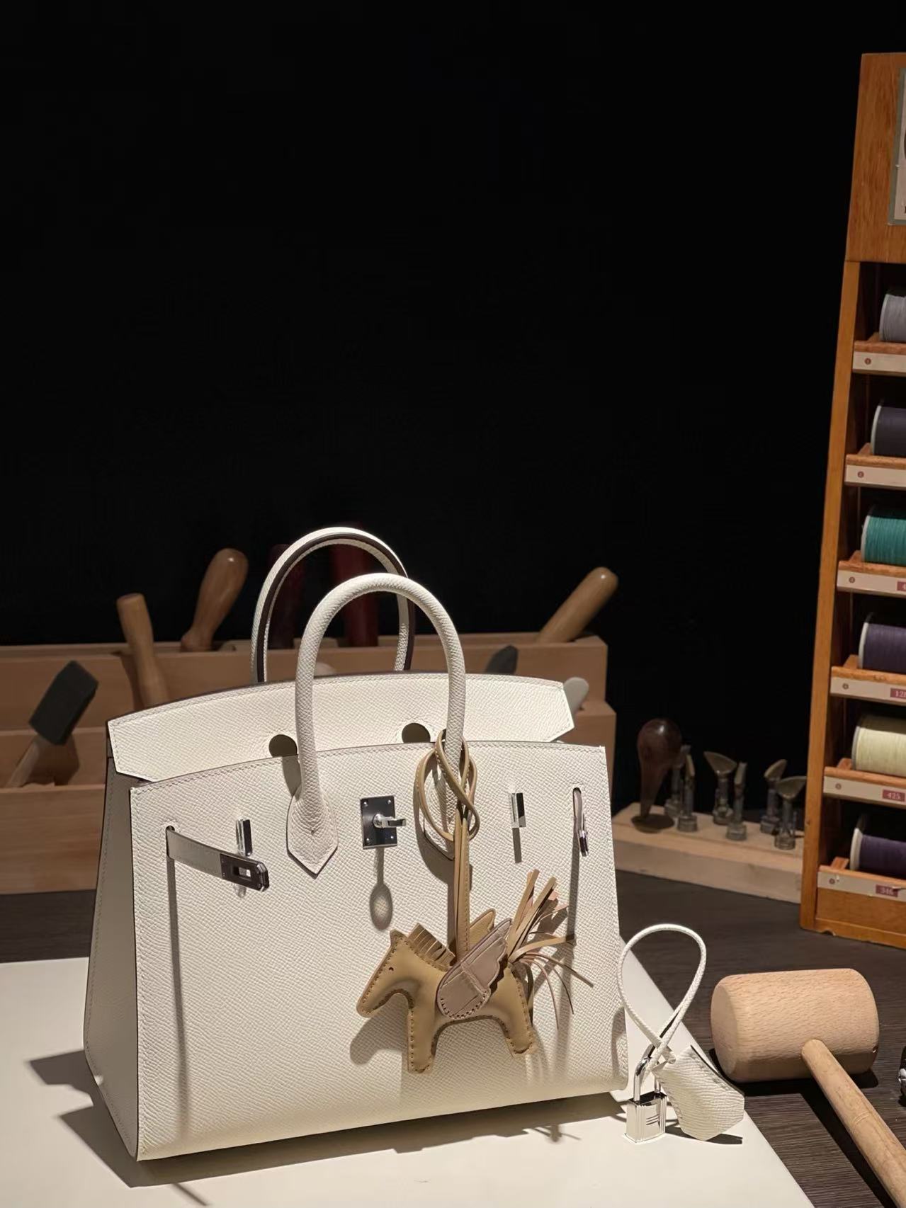 버킨 Birkin 25 앱송(国epsom) 奶昔白银扣