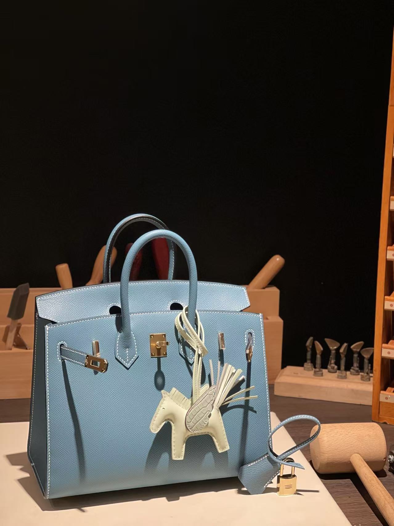  버킨 Birkin 25 앱송(国epsom) 牛仔蓝金扣